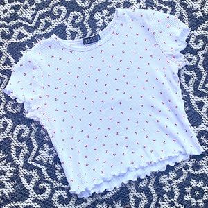 3 Girls Clothing// White cherry shirt// Good Condition